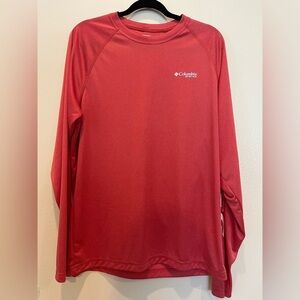 Columbia Orange Long Sleeve Tee Performance Fabric